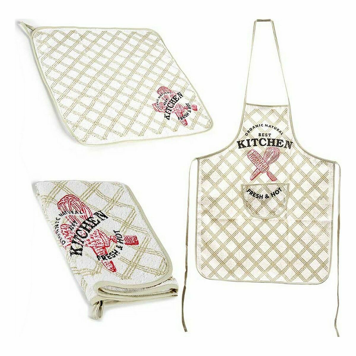 Ensemble de Cuisine Kinvara Blanc Polyester 2 Pièces